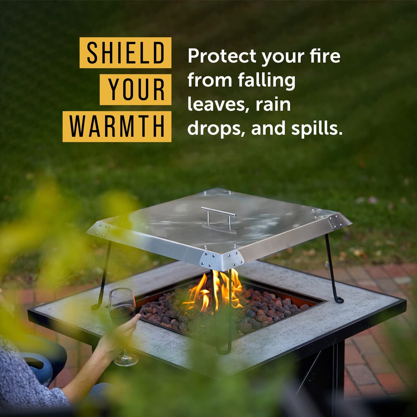 Maplefield Stainless Steel Fire Pit Heat Deflector – Outdoor Heat Shield for Tabletop & Camping Stove