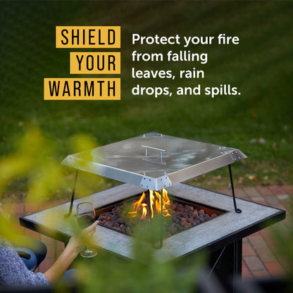 Maplefield Stainless Steel Fire Pit Heat Deflector – Outdoor Heat Shield for Tabletop & Camping Stove