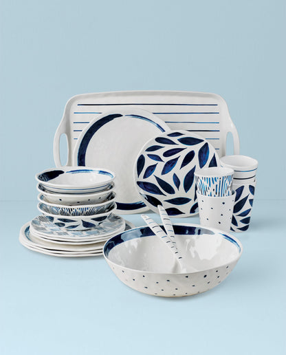 Lenox 895324 Blue Bay Melamine 20-Piece Dinnerware Set, Lightweight Melamine Material