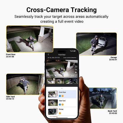 ANSQUE Security Cameras Wireless Outdoor Home System, 6 Camera Kit, No Subscription Fees, Solar Powered, Local Storage, 365-Day Battery Life, 360°PTZ Surveillance, Auto Tracking, 2K Color Night Vision