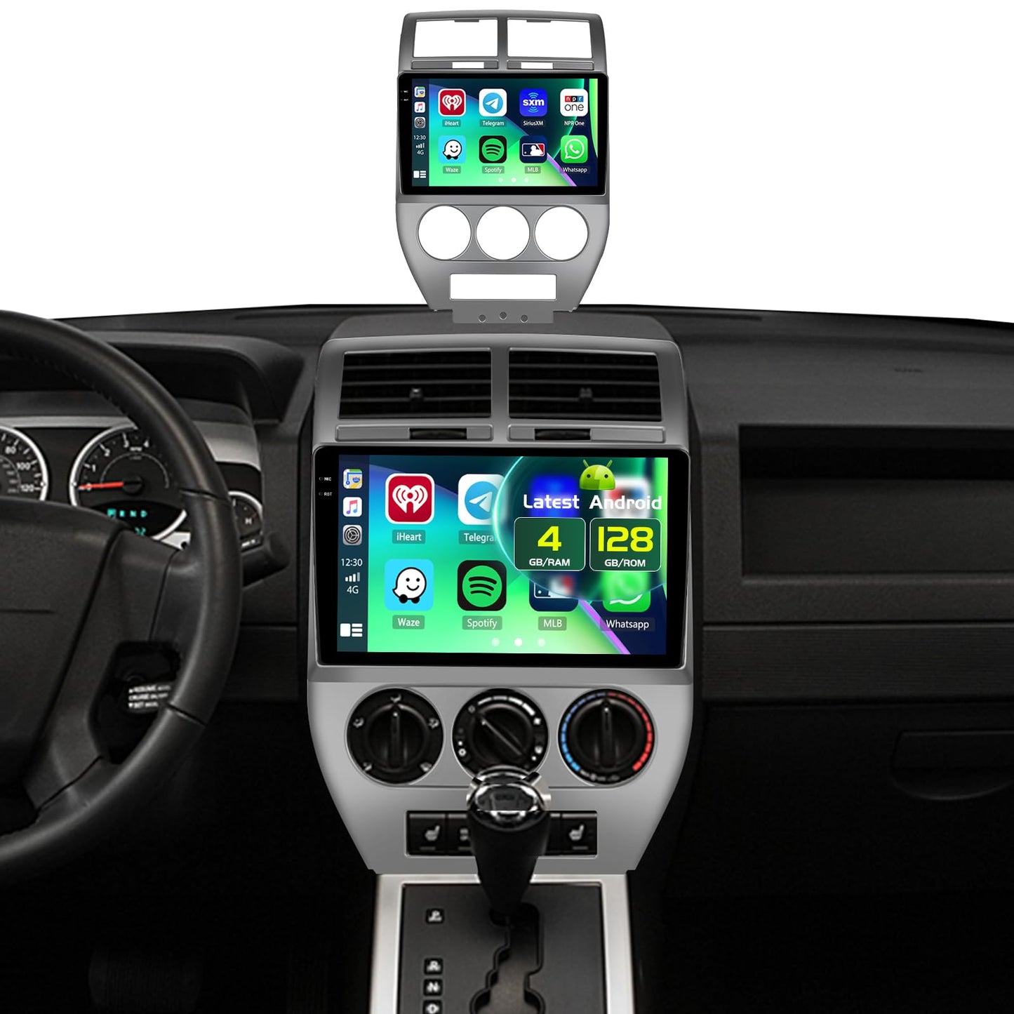 Fuluku 4+128G Android 15 Car Stereo for Jeep Compass Patriot 2007-2009 Wireless Carplay Android Auto, 10.1 Inch Incell Touch Screen Car Stereo with GPS, Backup Camera, Bluetooth, FM/RDS, EQ, WiFi, SWC
