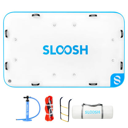 SLOOSH Inflatable Floating Dock, 8X5FT Inflatable Dock Floating Platform, Portable Air Dock Platform Fit for Pool, Lake, Beach with Non-Slip Surface