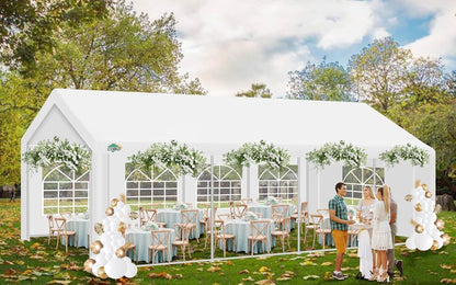 COBIZI 13x26 Party Tent Heavy Duty Waterproof(Better Than Galvanized), Outdoor White Gazebo Event Shelter Wedding Canopy for Parties BBQ Commercial with Removable Sidewall Windows, Powder Coating