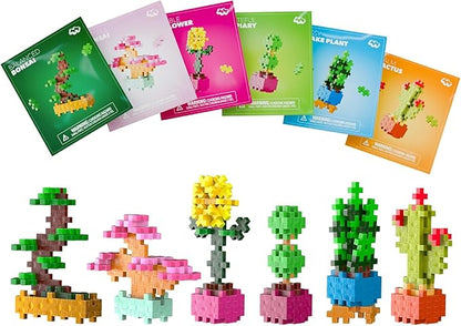 PLUS PLUS Playful Plant Packets 3D Puzzle Building Block Set 300 Mini Interlocking Pieces Fun Activies for Kids - 6 Pack