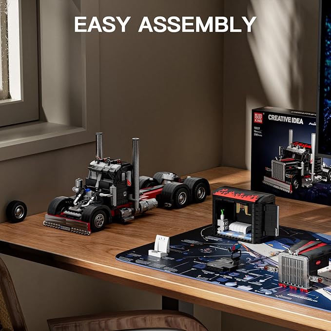 Mould King Semi Truck Toys Building Sets Collectible Trucks Vehicle Trailer Model Build and Display 10037 STEM Project Blocks Kits Decor for Adults and Aged 14+ (1814 Pieces)