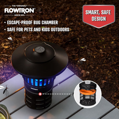 Flowtron Bug Trap Lantern | 2-in-1 UV Mosquito Trap & LED Camping Lantern, 21000 Sq Ft Coverage, 4000mAh Rechargeable Battery, Cordless Insect Trap with Fan for Patio Backyard Indoor Outdoor