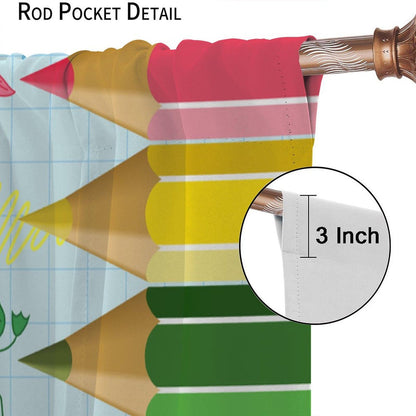 Children Pencil Curtains Cute Crayon Colourful Design Kids Boys Girls Curtain with Rod Pocket for Nursery Bedroom Home Drapes Window Treatments Set 2 Panels,42x45 Inches