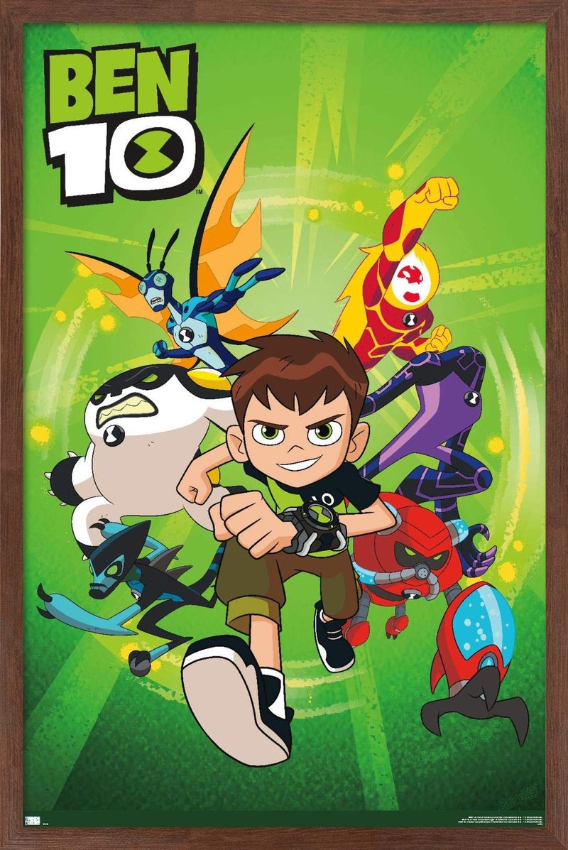 Ben 10 - Group Wall Poster, 22.4L" x 14.7W", Mahogany Framed Version