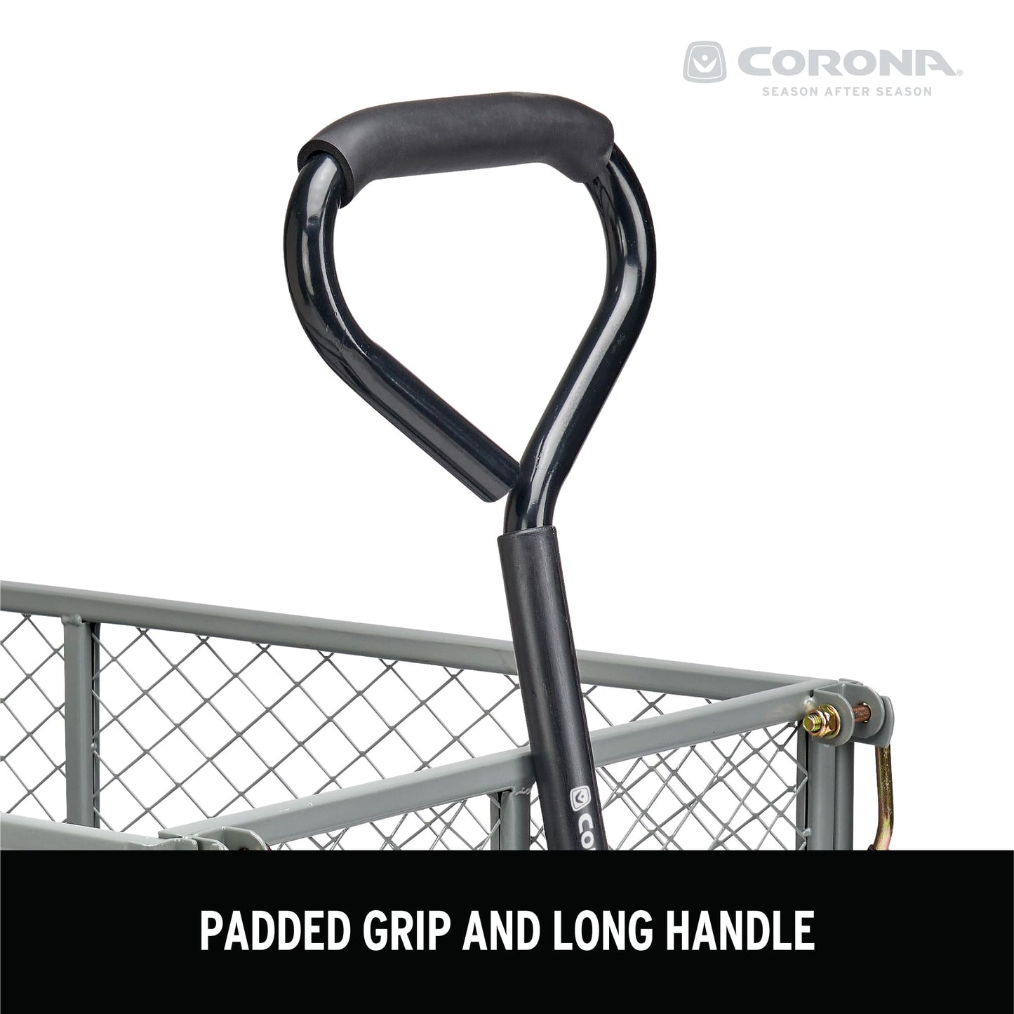 Corona Metal Landscape Cart 400 Pound Capacity Fold Down Sides 10 Inch Pneumatic Tires for Yard, Gardening, Bark, Planting