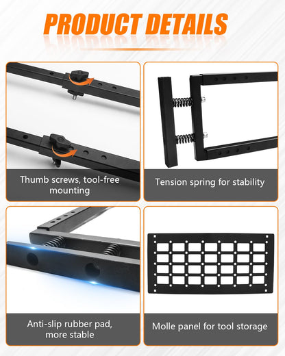 ADTOPI Adjustable Truck Bed Divider Organizer Compatible with 47'' to 67'' Pickup & Trucks bed, Aluminum Cargo Management Separator Molle Panel, Universal Truck Bed Divider Storage Accessories