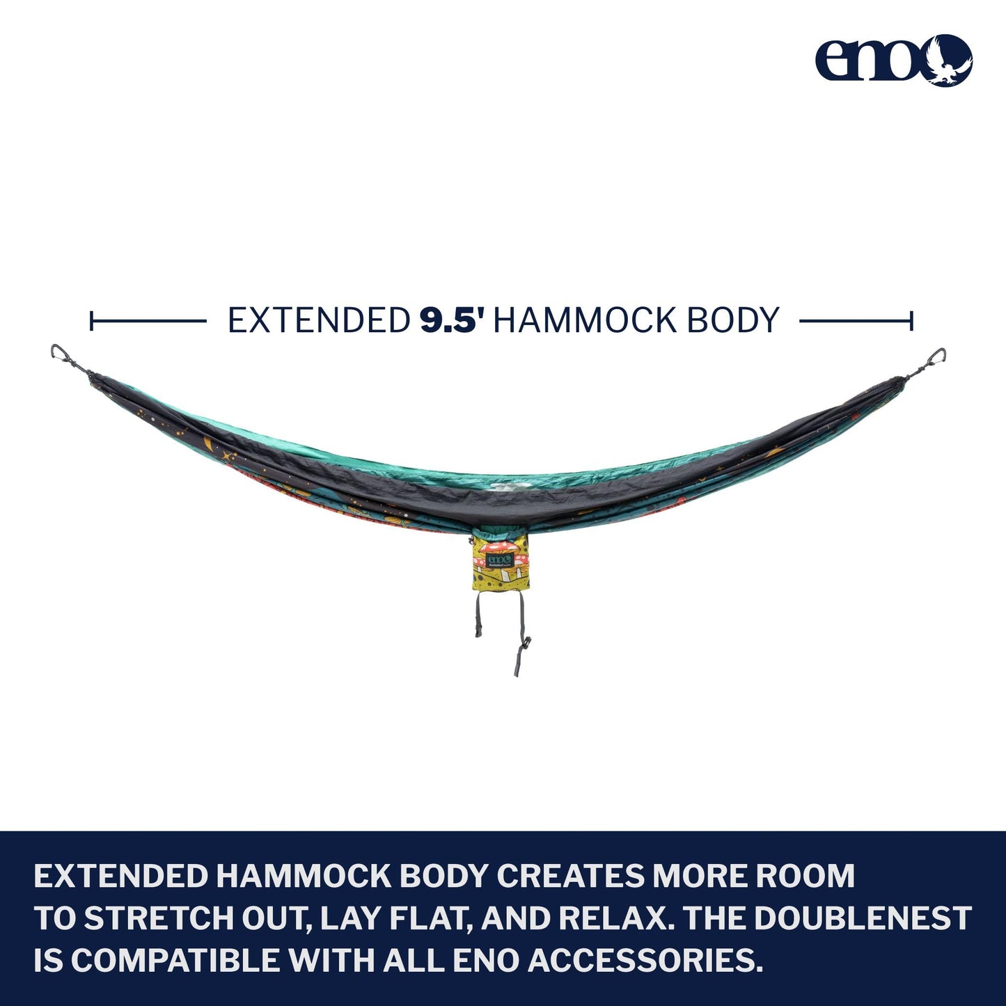 ENO DoubleNest Hammock - Lightweight, Portable, 1 to 2 Person Hammock - for Camping, Hiking, Backpacking, Travel, a Festival, or The Beach - Day to Night