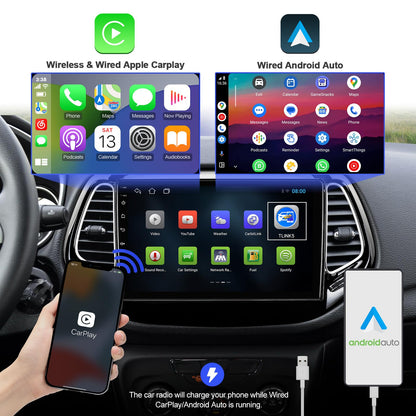 2+32G Android 12 Double Din Car Stereo for Jeep Compass 2 MP 2017-2019 with 10.1 Inch Touchscreen Radio Built-in Wireless Carplay/Android Auto/GPS/Bluetooth/FM/AUX-in/SWC/Backup Camera