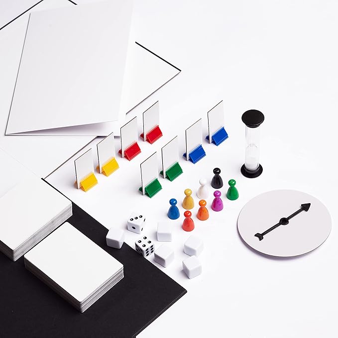 Create Your Own Board Game Set – DIY Kit with Blank Game Board Game Pieces Blank Cards Dice Spinner Rulebook Sand Timer – Build Your Own Game Kit - Deluxe Edition