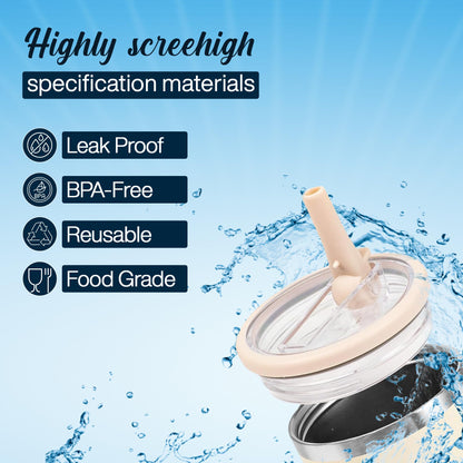 2 PCS 30oz Tumbler Lids with Flip Straw - Reusable, Spill-Proof, Leak-Proof Replacement Lid for stainless steel Tumblers"(white cream)