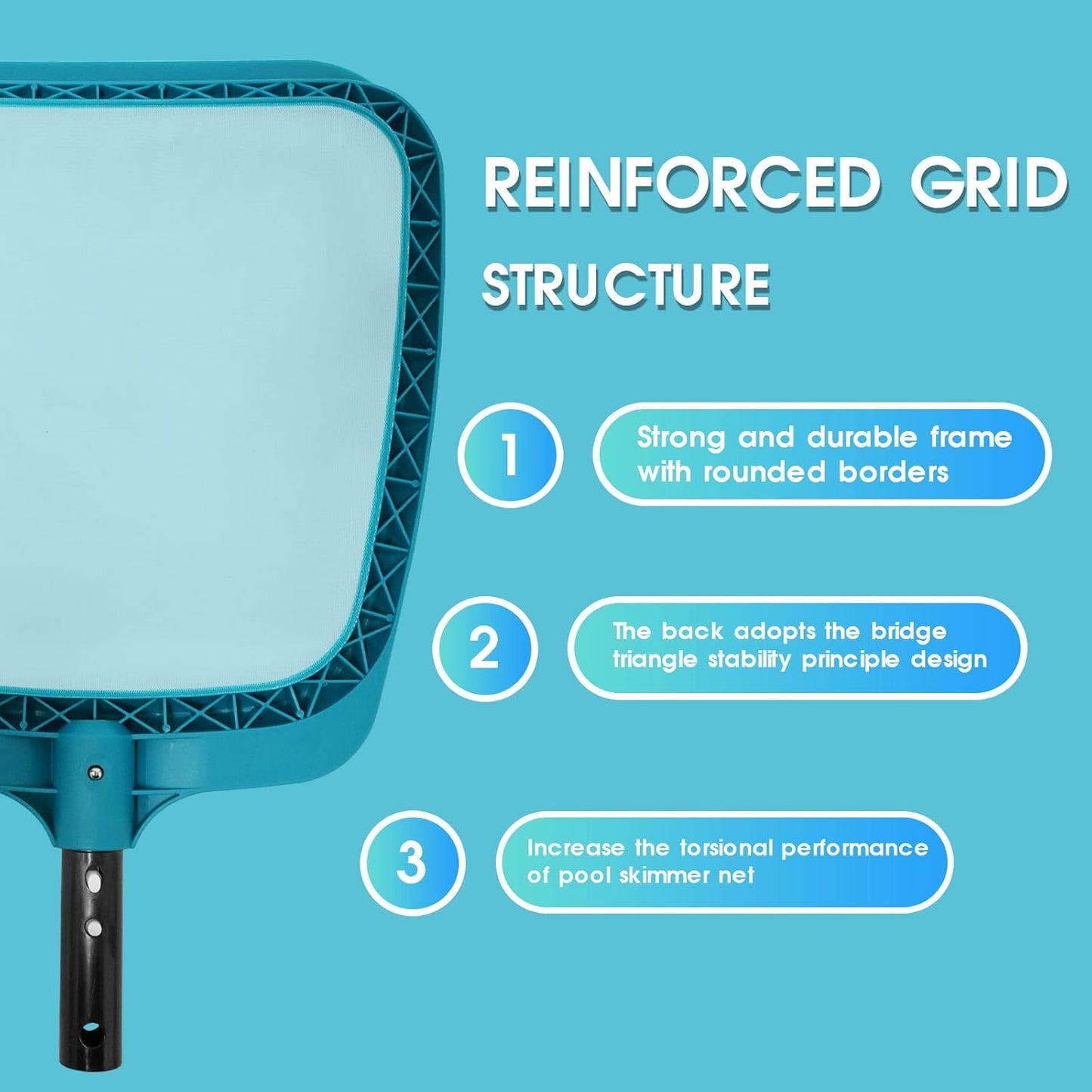 POOLWHALE Professional Pool Skimmer Net - Heavy-Duty Fine Mesh Leaf Cleaning Tool | Fast Debris Removal