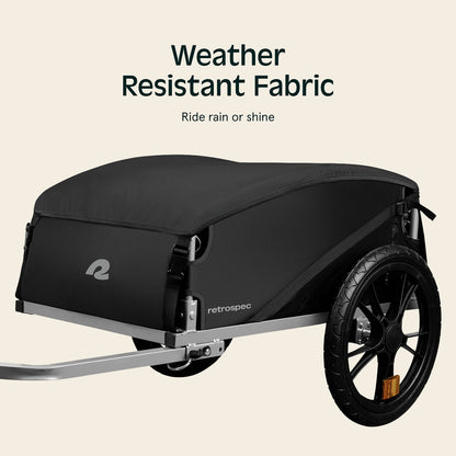 Retrospec Rover Hauler Bike Cargo Trailer - Foldable Frame with Weather-Resistant Fabric & 80lb Capacity - Universal Bike Trailer for 20-29in Wheels - Includes Safety Flag & D-Ring Anchors