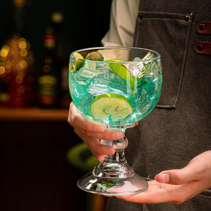 wookgreat Schooner Beer Glasses 21.5 Oz Set of 4, Extra Large Margarita Glass With 4 Color Clips, Shrimp Cocktail Goblet, Large Stemmed Glasses With Thick Bottom, Crystal Clear Bar Glassware