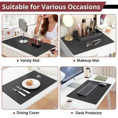LovePads Makeup Mat for Vanity, 14 x 24 Dual-Sided Desk Pad & Vanity Cover Top, Waterproof PVC Protector Mat for Dresser, Nail Art, Craft Table (Black+Red)