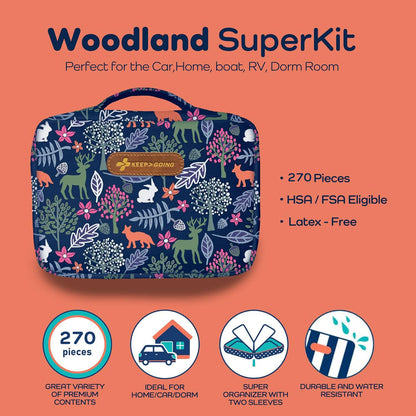 Keep Going Travel First Aid Kit Bundle of 2 Kits, First Aid Kit for Car, Home, Dorm, & Boat with Latex-Free Bandages – Travel Kit Bundle for Families
