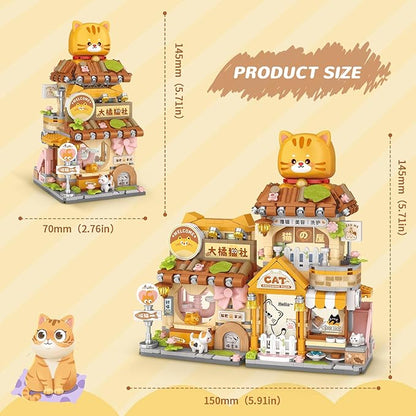 Street View Cute Cat Shop Mini Building Blocks MOC Creative Building Toys Cute Animals Building Set for Girls 6-12 Simulation Architecture Construction Toy Gift Idea for Kids Adults (917 PCS)