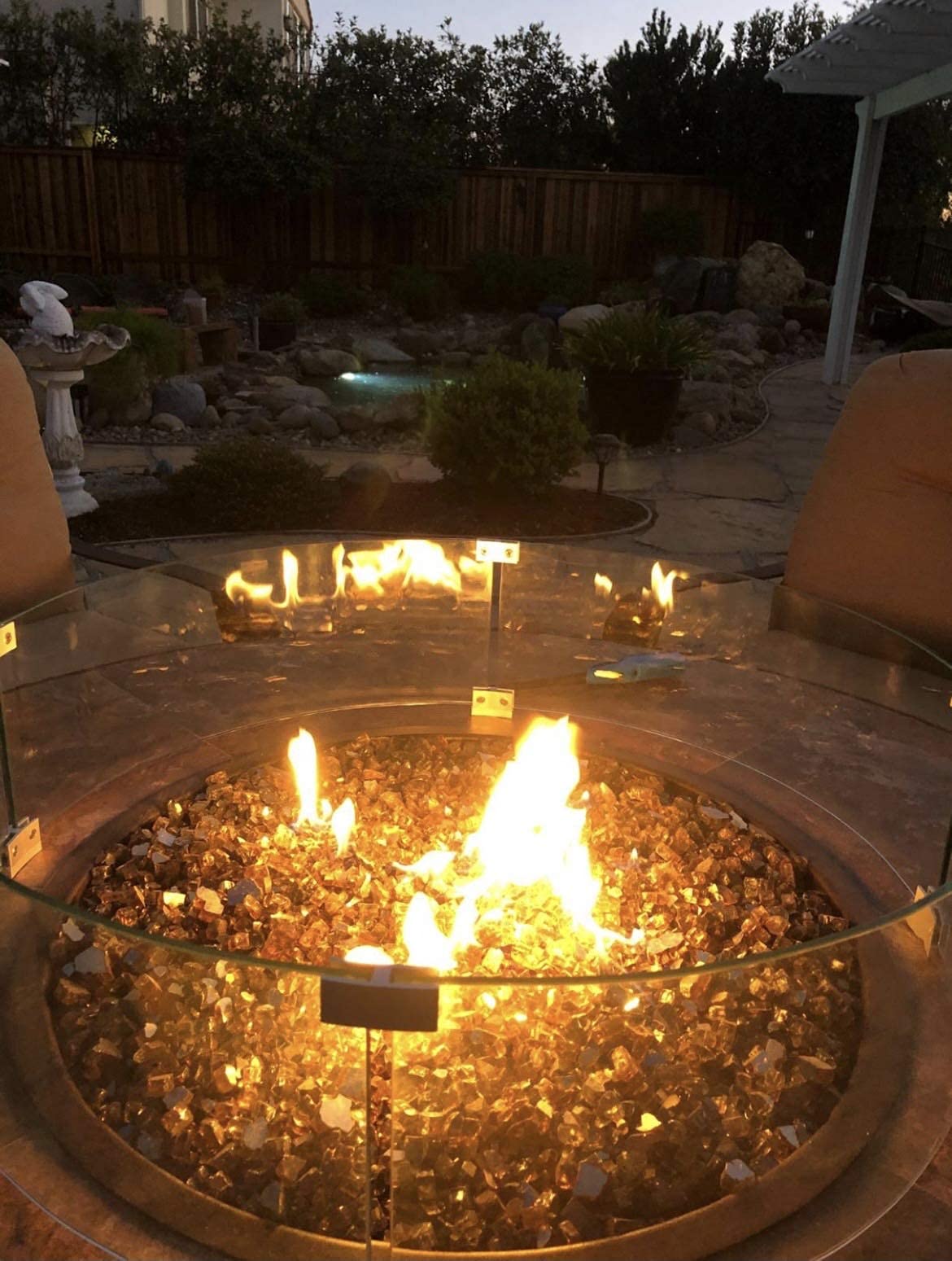 AMS Fireplace 32" Round Fire Pit Glass Wind Guard | Clear Tempered Glass Flame Protective Pane. Wind Resistant with Aluminum Corner Bracket