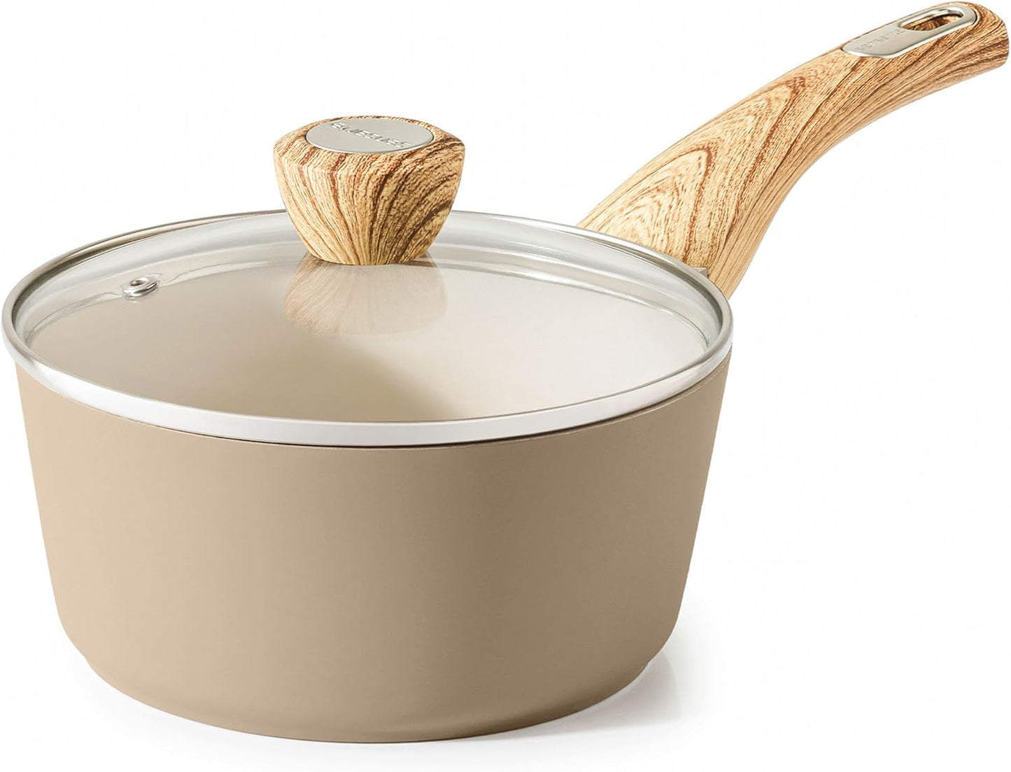 SENSARTE Nonstick Ceramic Sauce Pan - 1.5 Quart Cooking Pot with Lid & Stay Cool Handle | PFOA Free