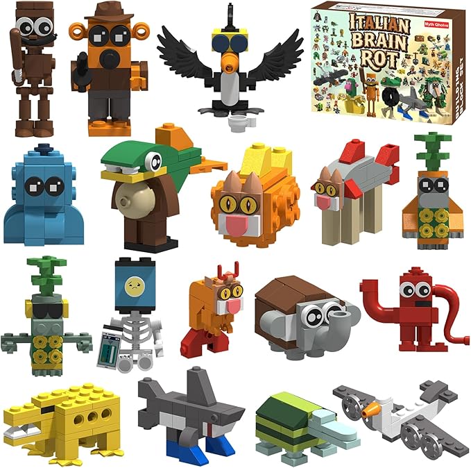 Italian Brain Rot Unique Cartoon Characters Building Blocks 17 in 1 Educational &amp Entertaining Gift Idea for Kids Teens &amp Adults