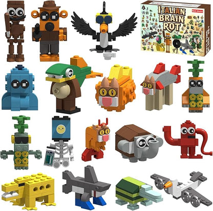 Italian Brain Rot Unique Cartoon Characters Building Blocks 17 in 1 Educational &amp Entertaining Gift Idea for Kids Teens &amp Adults