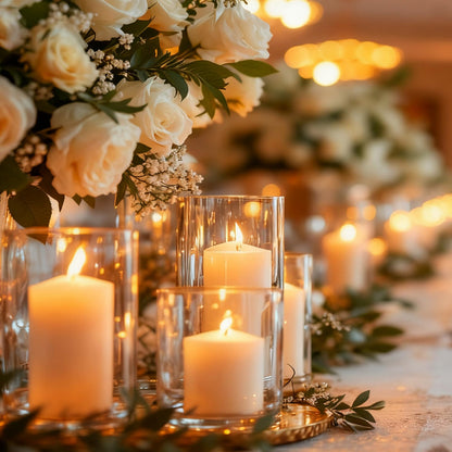 12 Packs Ivory Pillar Candles for Centerpiece, 2x3 2x6 2x8 Inch, Classic Unscented Wedding Candles for Hurricane, Dripless and Smokeless Candles for Party, Home Decor, Mantels