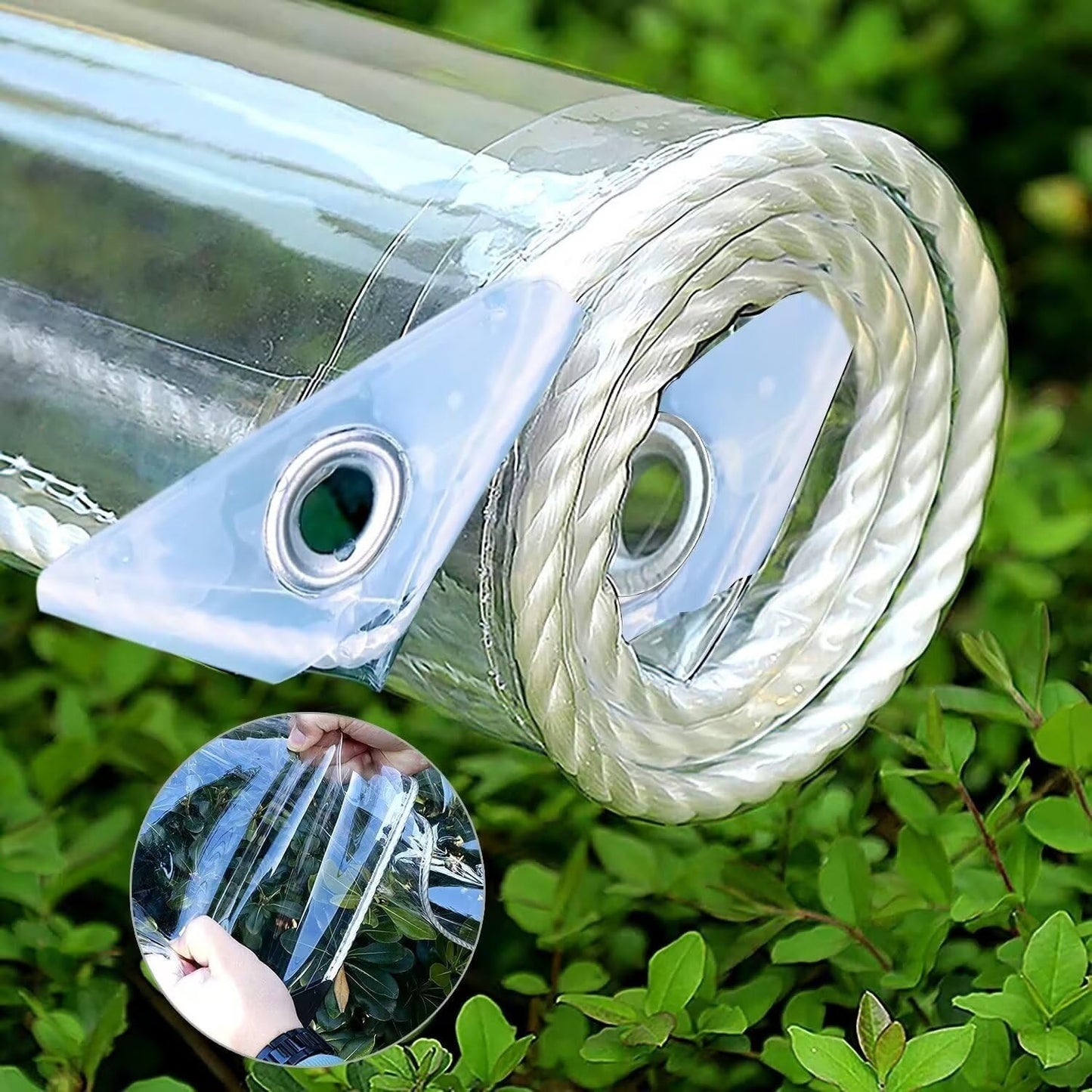 HAJDCUTC 12 'x 16' Clear Vinyl Tarp, Heavy Duty PVC Waterproof,with Grommets and Cable Tie,Thick and Tear-Resistant, Camping, Patio, Rain or Sun Shelter, Cars, Tarpaulin Home Garden Outdoor Use