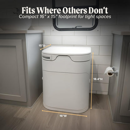 OGO Origin Composting Toilet – 12V Electric Agitator, Urine Diverting RV Toilet for Van Life, Tiny Home & Boat – 15" Compact, Odorless Off-Grid Toilet, No Black Tank