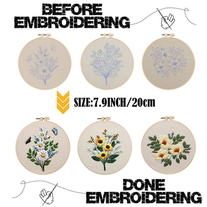 3 Set Embroidery Stitches Practice Kit, Embroidery Kit for Beginners with Embroidery Patterns, Beginner Embroidery Kit, Embroidery Kits for Adults, Hand Embroidery Kit, Embroidery Kit for Kids