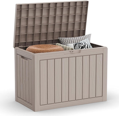 Skiennix 45 Gallon Outdoor Deck Box - Lockable Waterproof Storage for Garden Tools & Cushions | Grey