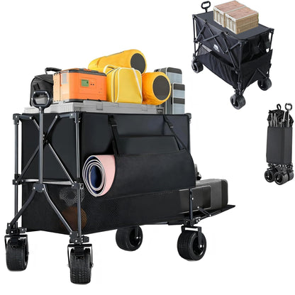 700lb Double Decker Wagon Collapsible Cart Foldable Heavy Duty Wagon Collapsible，400L,54" Extended Foldable Cart with Wheels for Camping Fishing & Outdoor Use, Beach cart，