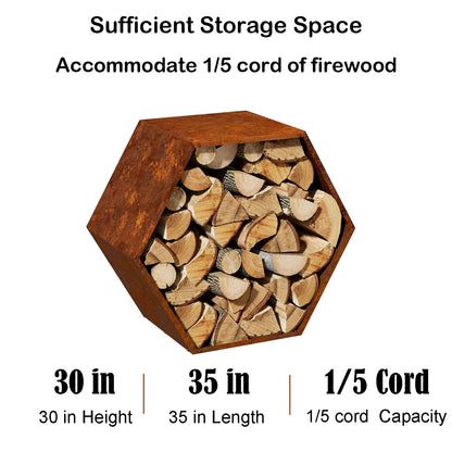 BUYYAH Firewood Log Rack Hexagon Heavy-Duty, Sturdy Log Holder with Honeycomb Design for Wood Storage, Suitable for both Outdoor and Indoor Use