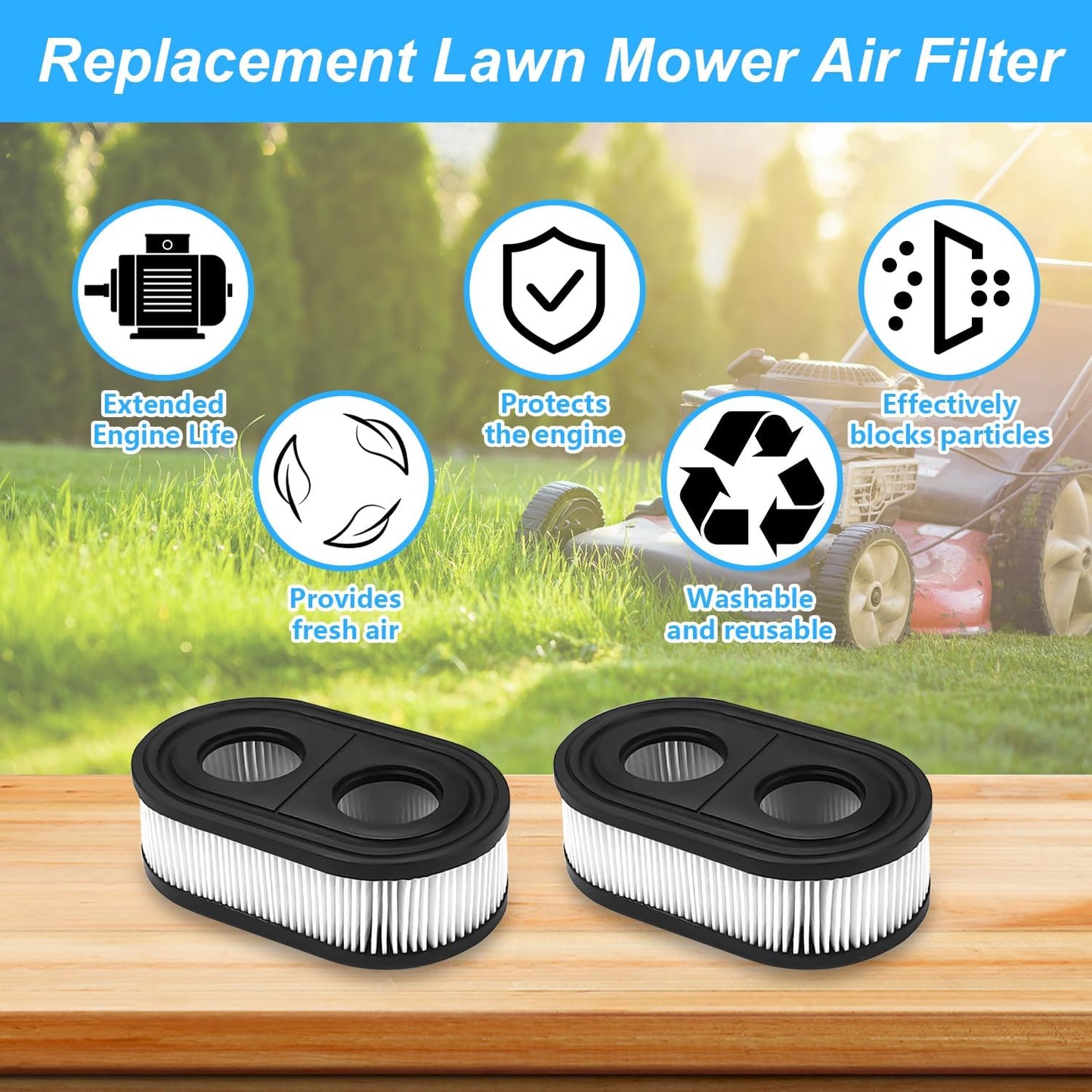 593260 Air Filter - Premium Lawn Mower Replacement Cartridge for 4247, 5432, 550E Series (2 Pcs)