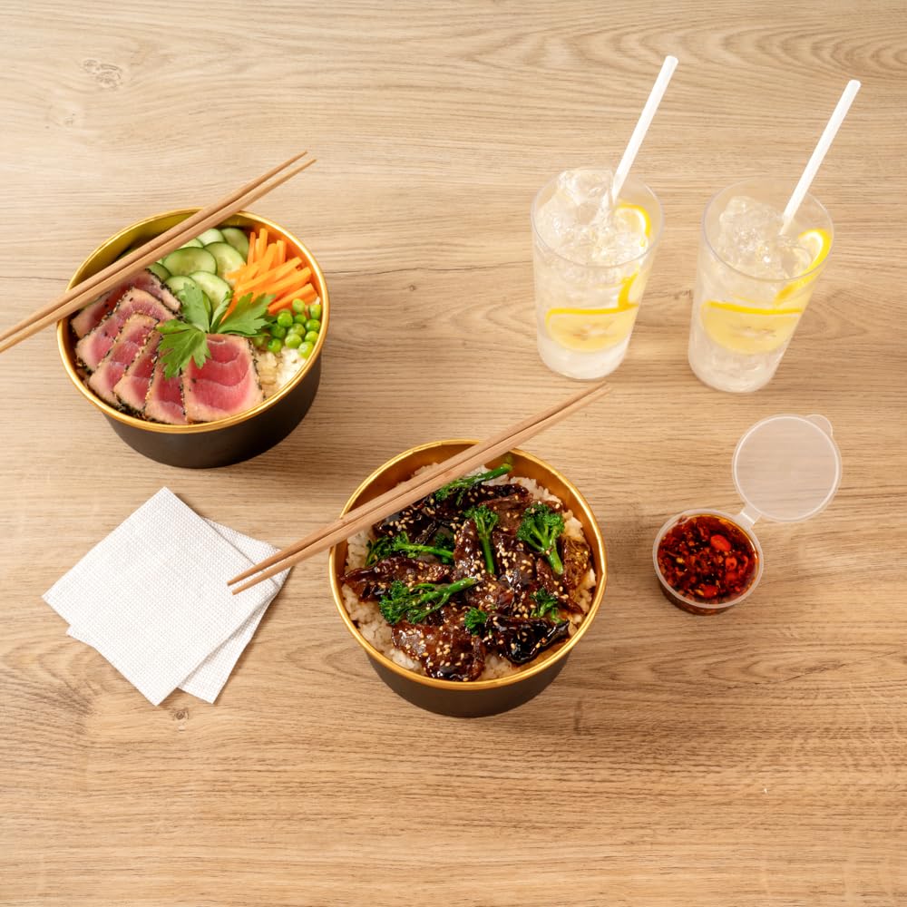 Foil Lux 33.4 OZ Take Out Containers, 200 Insulated Foil Lining Food Containers - Greaseproof, Black And Gold Paper To Go Food Containers, For Hot Or Cold Foods, Lids Sold Separately - Restaurantware