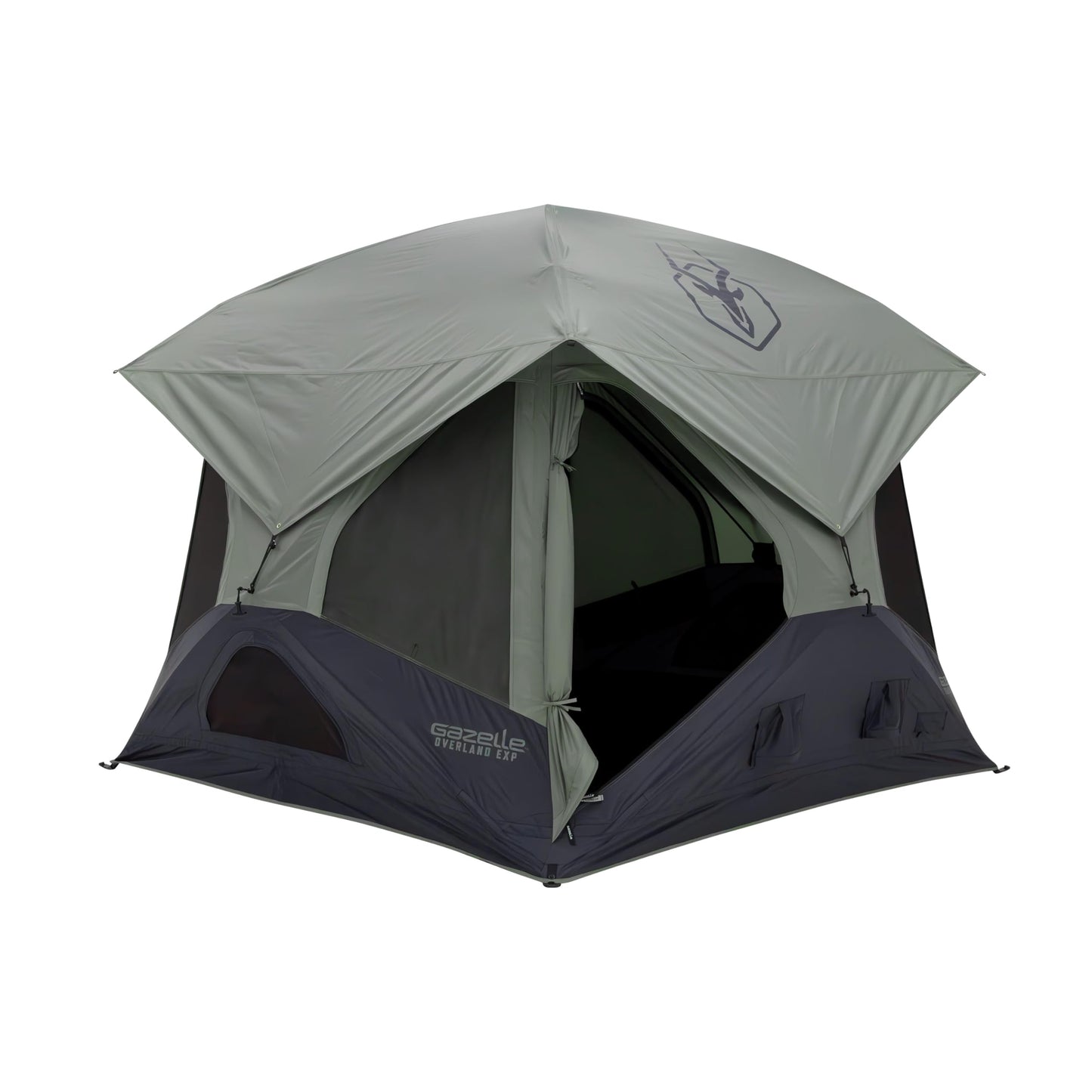 Gazelle Tents™ T4 Overland EXP Hub Tent, Extended Season Camping Tent, Sleeps 4, Pop-Up Hub Tent, Durable Ripstop Fabric, TriTech Mesh, Waterproof, UV Resistant, Agave Green, 78" x 94" x 94", GT403AG