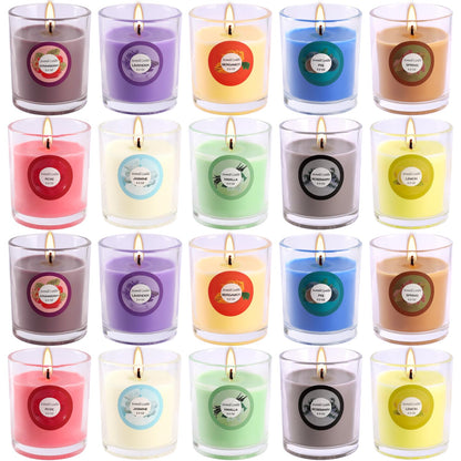 WREXCS Scented Candles with 10 Fragrances Gift Set for Home and Women，2.2oz Aromatherapy Soy Wax Glass Jar Candle，20 Pack