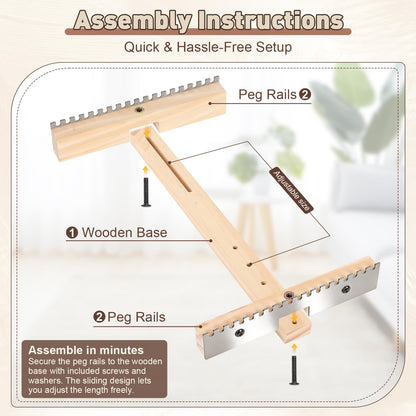 Adjustable Tapestry Weaving Loom, Wooden Craft Weaving Loom Kit, Small Expandable 4.72in to 13in, Wooden Frame to Handcraft Art for Beginners Experts, Wood Weaving Kit