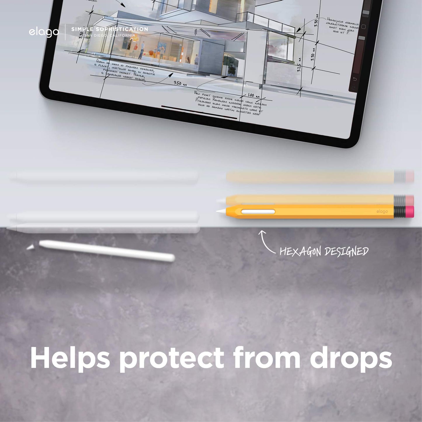 elago Compatible with Apple Pencil Pro Case & Apple Pencil 2nd Generation Case, Compatible with Magnetic Charging, Double Tap, Squeeze, Haptic (Must Read Installation Instructions) (Yellow)