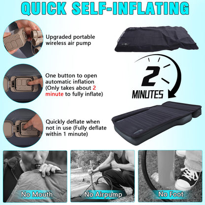 JESTMOTOR Camping Pickup Truck Bed Air Mattress, 5.5-6.5FT Full Size Thickened Self Inflating Outdoor Truck Bed Mattress, with Built-in USB Rechargeable Pump and 2 Pillows (84"x57"x10")
