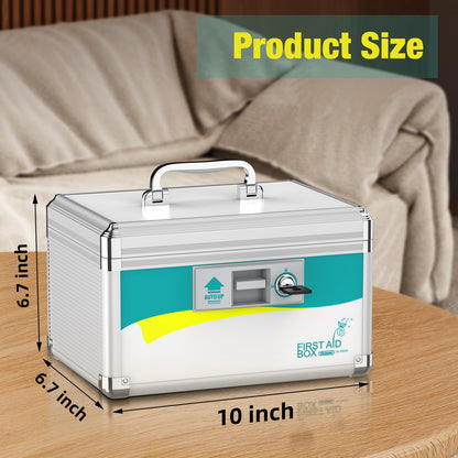 Glosen Medicine Lock Box, Medication Lock Box,Locking Medicine Box, Security Lock Boxes【Case of 8pcs-Small 】 10x6.7x6.7 Inch,First Aid Key,Lock Box for Medication