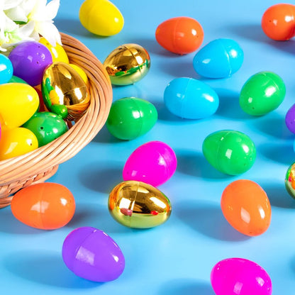 NEWBEA 288 Easter Eggs -2.36" Bright Colors Plastic Easter Eggs Empty Include 18 Golden Eggs Perfect for Eggs Hunt, Easter Basket Stuffers, Party Favors