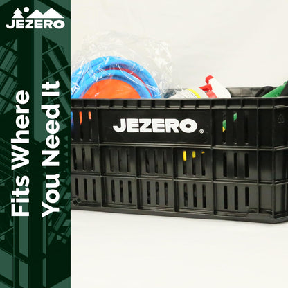 JEZERO Black 6-Pack Harvest Storage Crate – Stackable Plastic Tote Box for Fruit & Vegetables, Kitchen, Pantry, Closet, Car & Outdoor Use | Open Utility Bin, 20" x 12" x8"