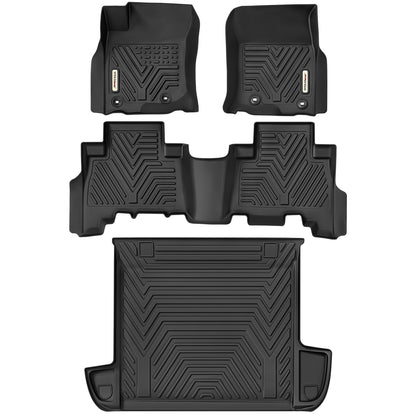 YITAMOTOR Floor Mats & Cargo Liner Set Fit for Toyota 4Runner 2024, Custom Fit TPE All-Weather Floor Liners 2013-2024 Toyota 4Runner 5 Passenger Model w/o Sliding Rear Tray, Black