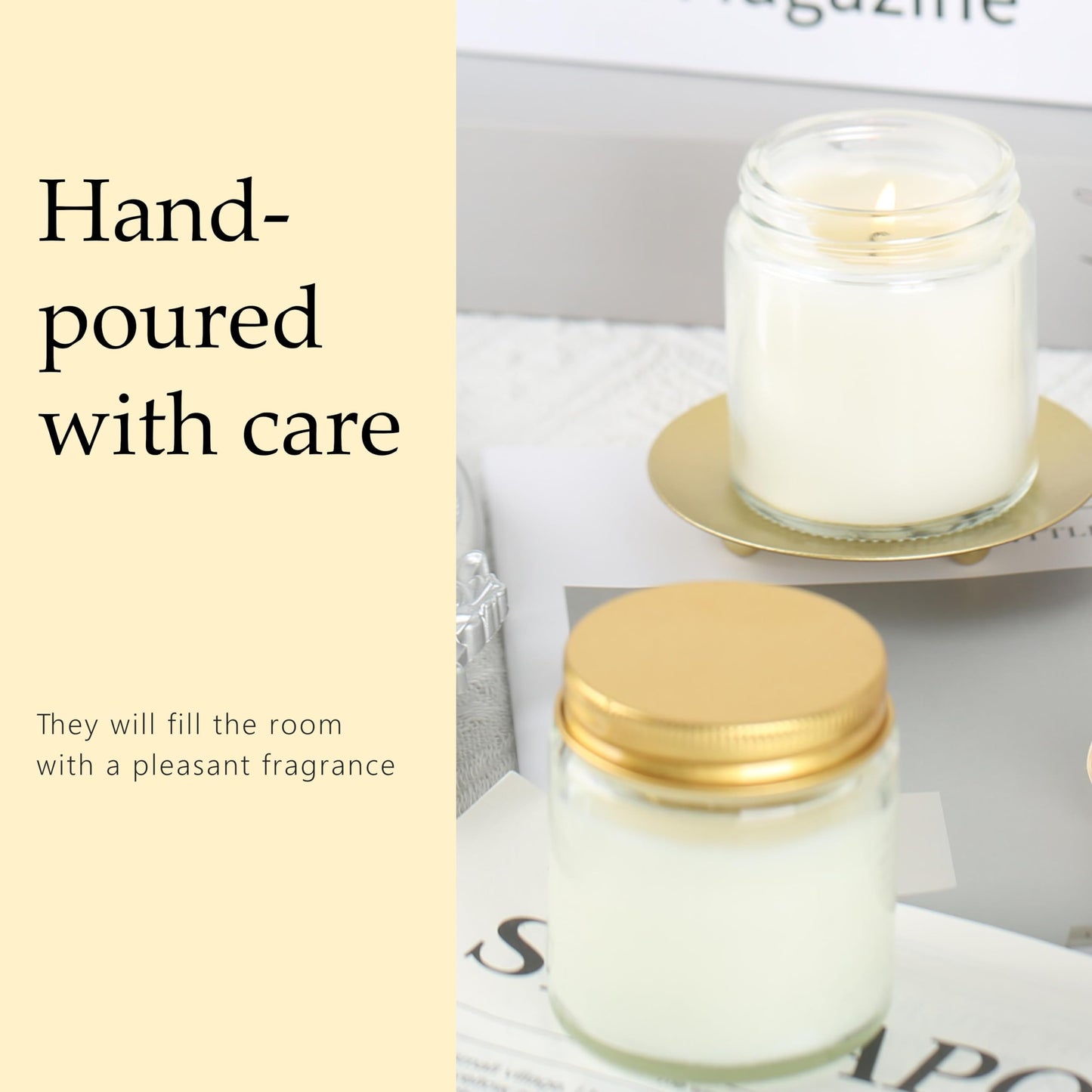 Cmoott 24 Pcs 4 Oz Mason Jar Candles, Vanilla Scented Soy Candles Bulk Set for Stress Relief and Relaxation, Great Favors for Wedding, Christmas, Housewarming Gifts (Gold, Vanilla, 24)