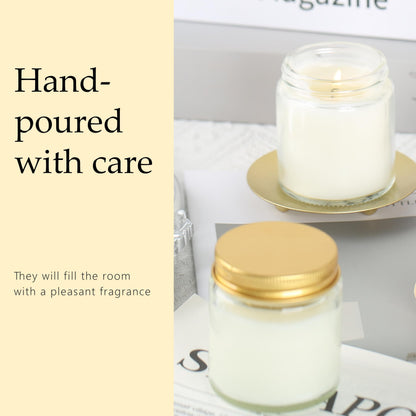 Cmoott 24 Pcs 4 Oz Mason Jar Candles, Vanilla Scented Soy Candles Bulk Set for Stress Relief and Relaxation, Great Favors for Wedding, Christmas, Housewarming Gifts (Gold, Vanilla, 24)