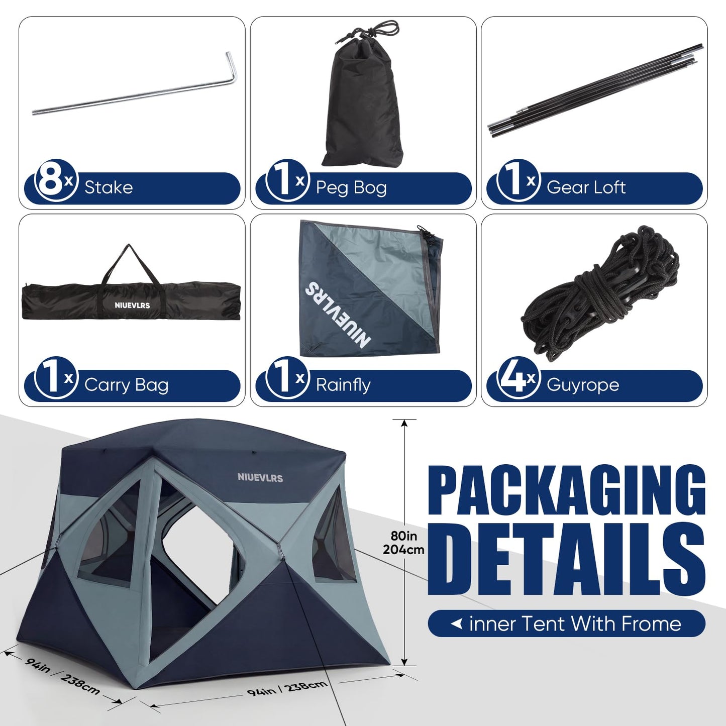NIUEVLRS Camping Tent 4 Person Pop Up Tents for Camping, Instant Cabin Setup Tent in 60 Seconds Portable Hub Tent with Rainfly & Windproof for Outdoor Camping & Overlanding
