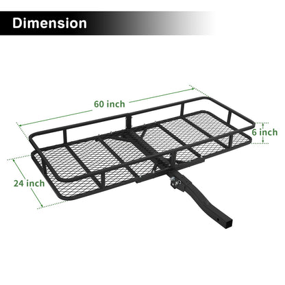 Leader Accessories Trailer Hitch Cargo Carrier Rack, 60"x24"x6" Folding Cargo Carrier Hitch Mount, Vehicle Cargo Basket for SUV, RV, Truck, Van, Fits 2" Receiver 500 lbs Load Capacity